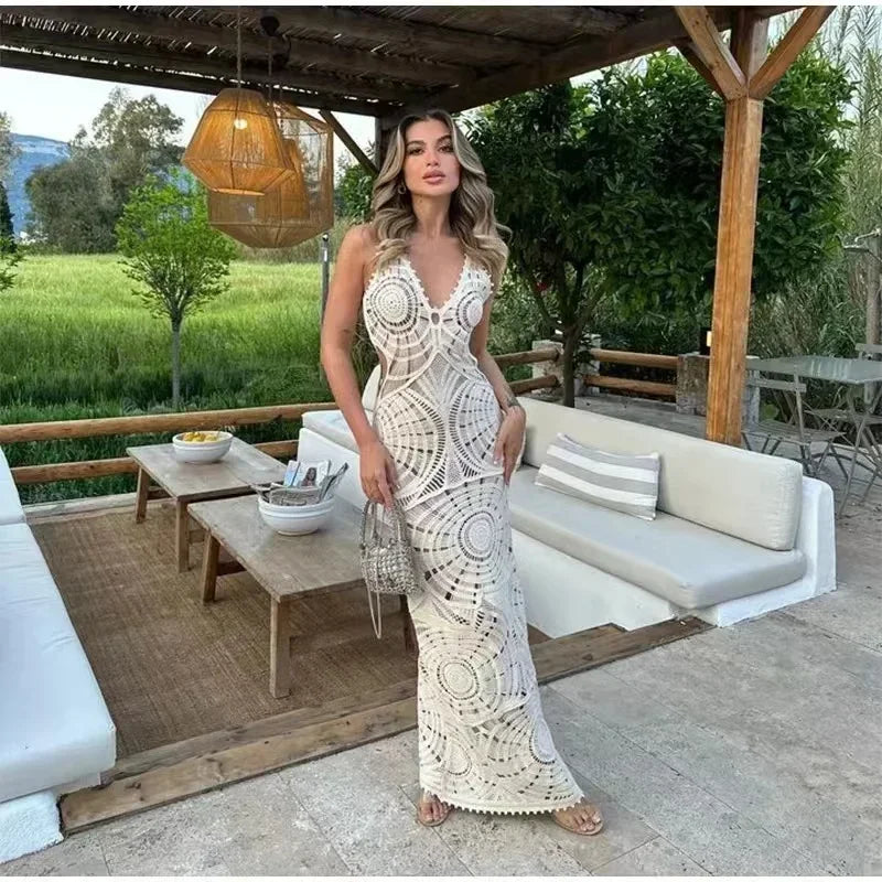 vestido de encaje de lana