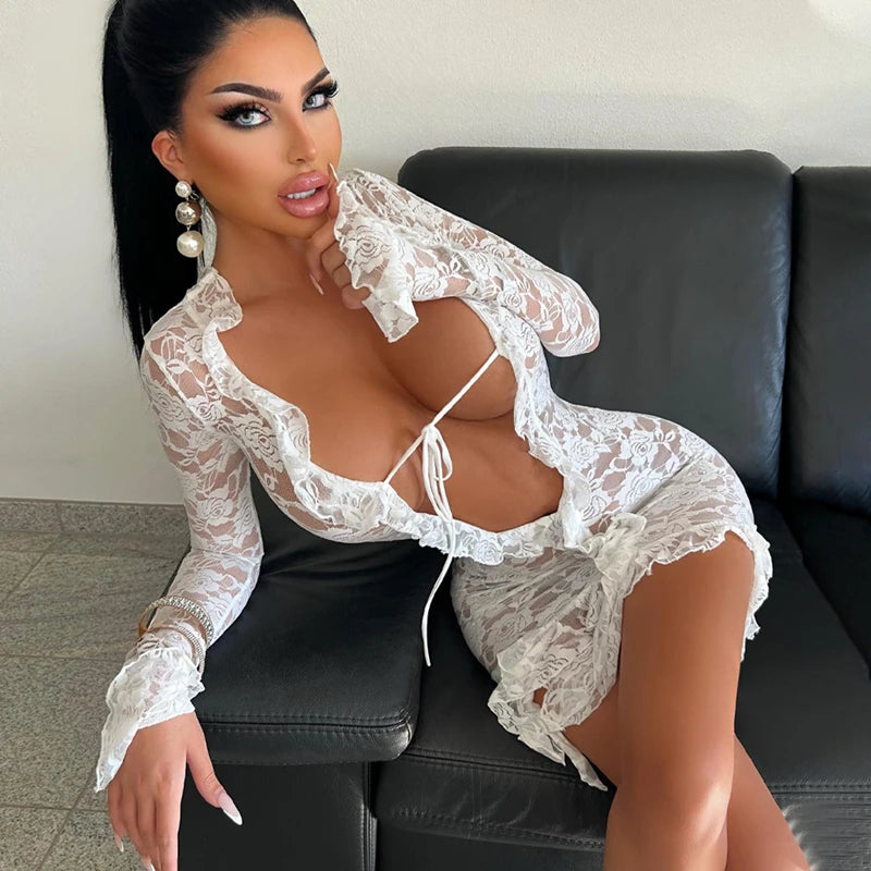 vestido de encaje lana