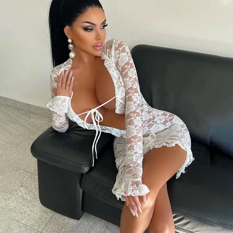 vestido de encaje lana