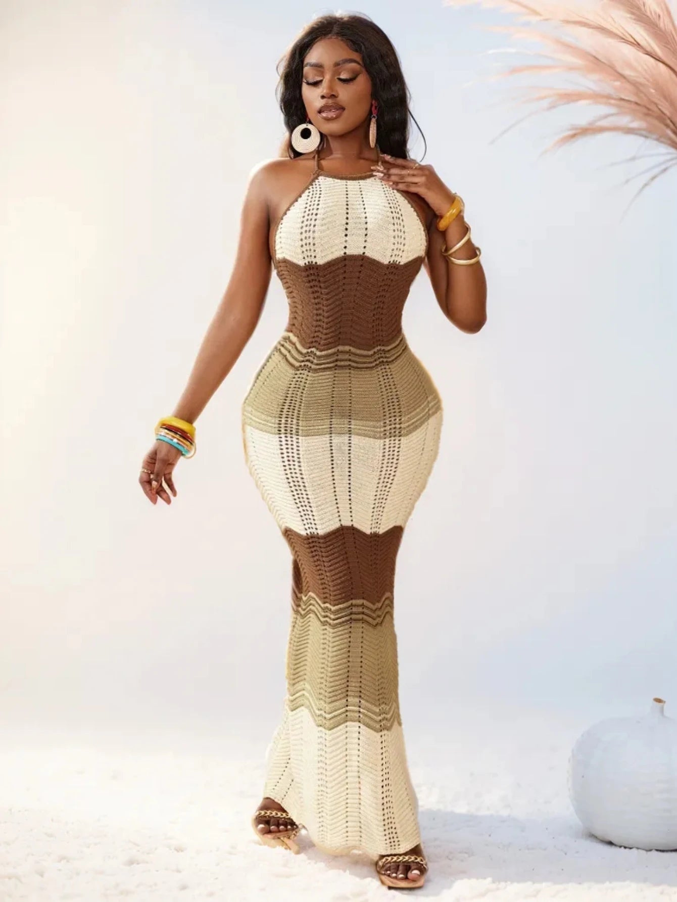 vestido largo de crochet