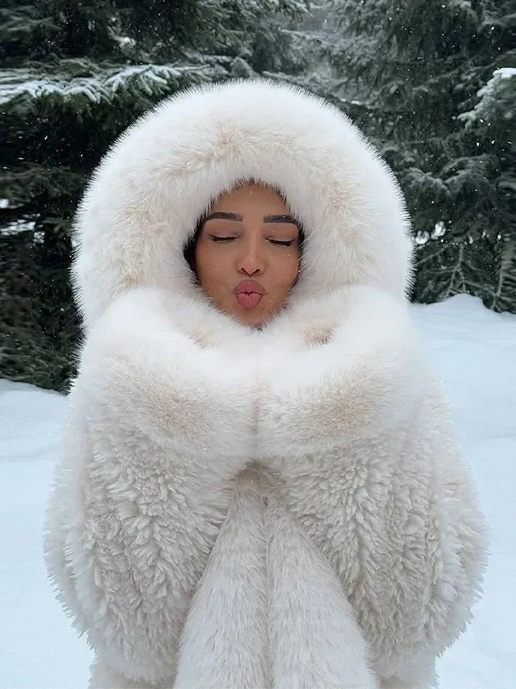 Manteau court Fausse Fourrure Blanc