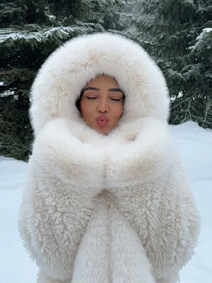 Manteau court Fausse Fourrure Blanc