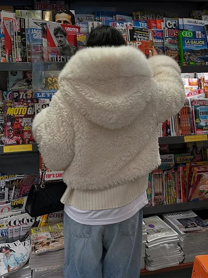 Manteau court Fausse Fourrure Blanc