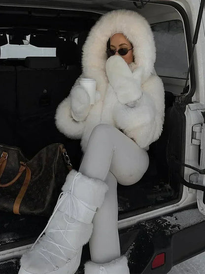 Manteau court Fausse Fourrure Blanc